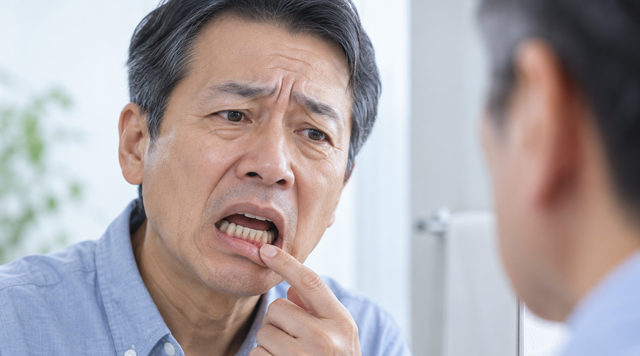 歯周病に悩む中年男性