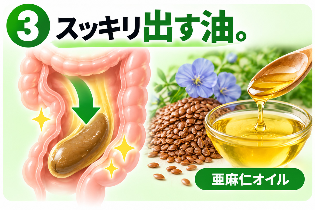 便をスッキリ出しやすくする亜麻仁オイル