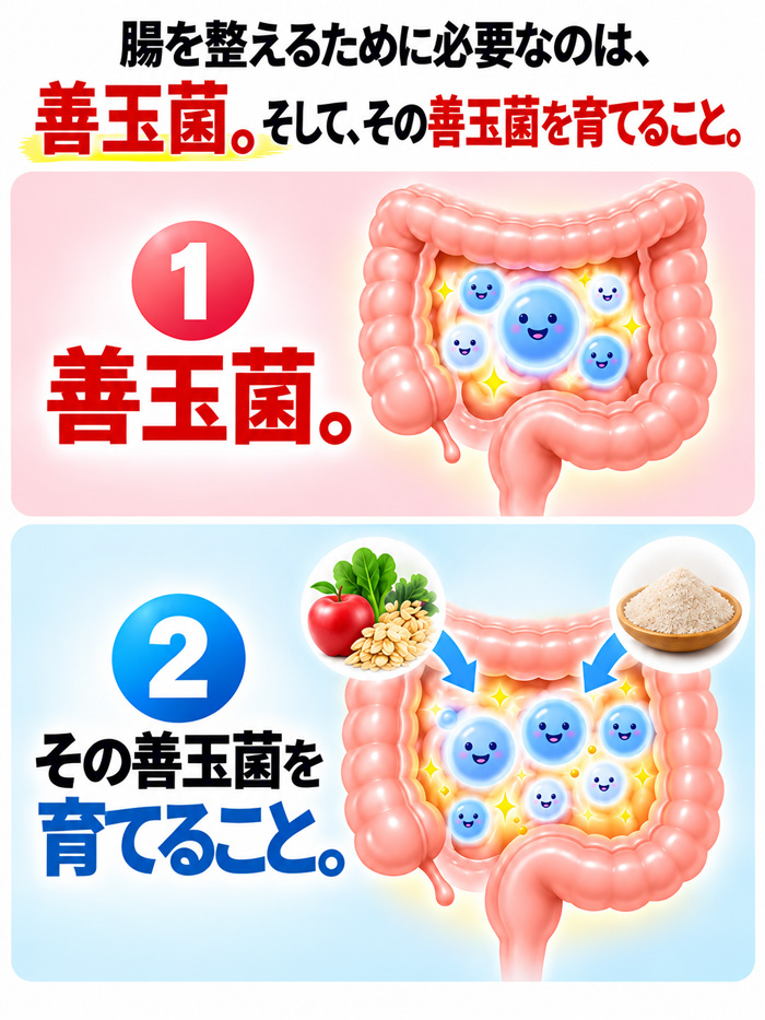 腸を整えるために必要な善玉菌と善玉菌を育てること