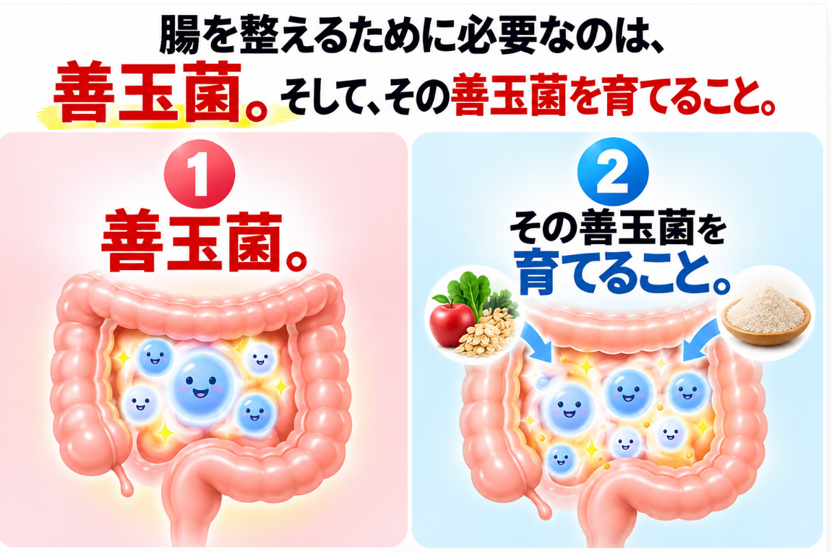 腸を整えるために必要な善玉菌と善玉菌を育てること