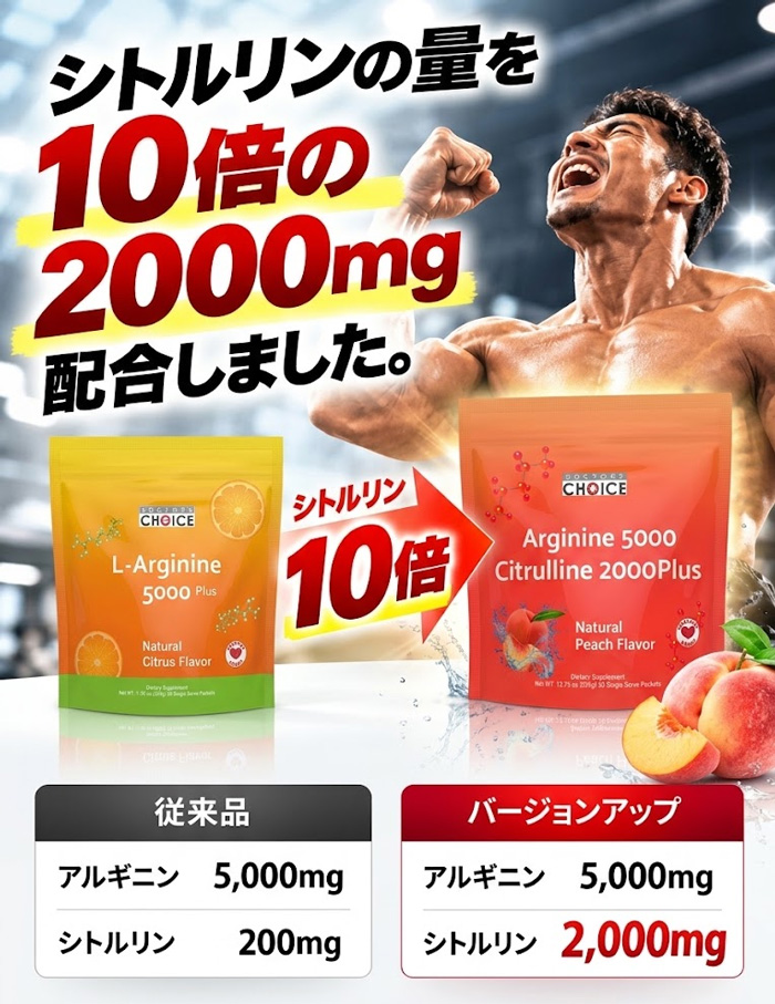 シトルリン2000mgへ10倍増量した新商品