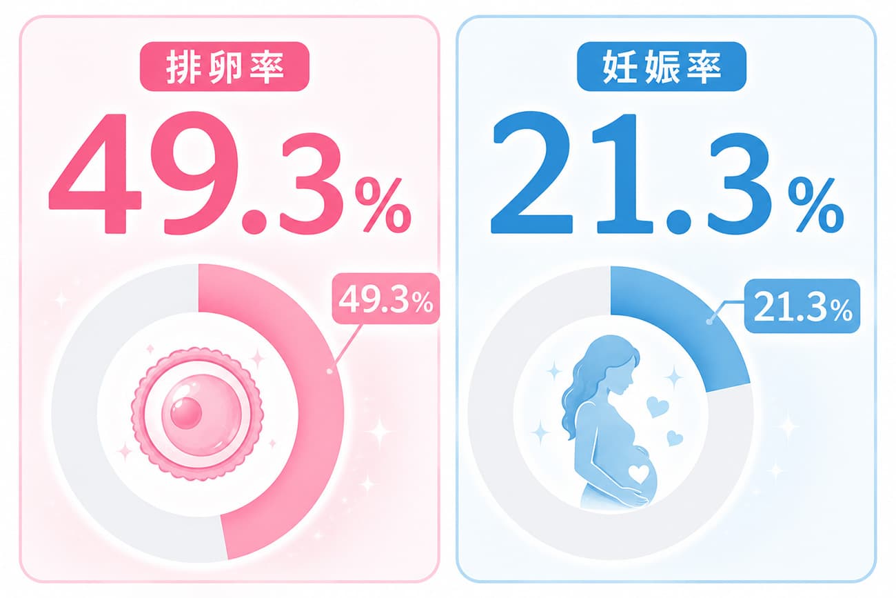 排卵率49.3％妊娠率21.3％