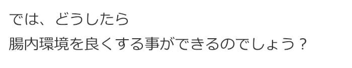 では、どうしたら腸内環境を良くする事ができるのでしょう？